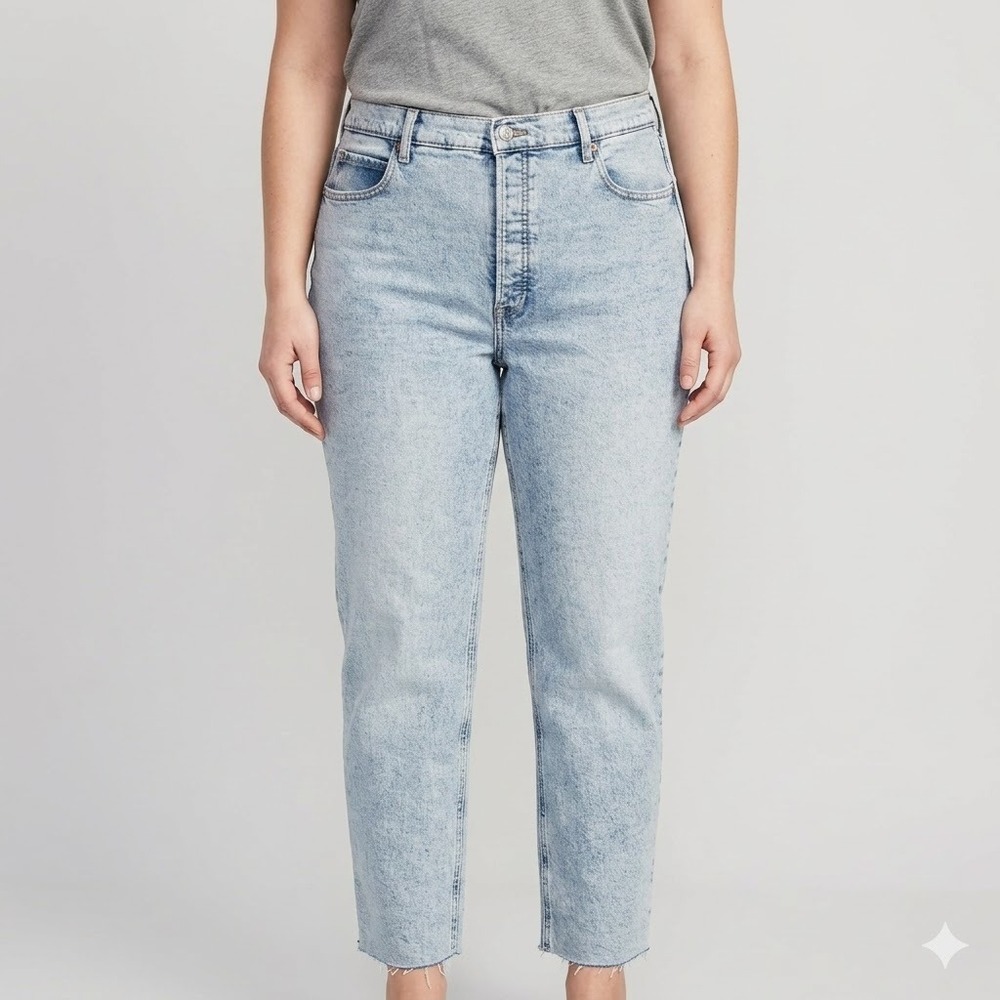 Old Navy Sky Hi Straight Nicky Jeans‎ Acid Wash Blue Size 18 Petite